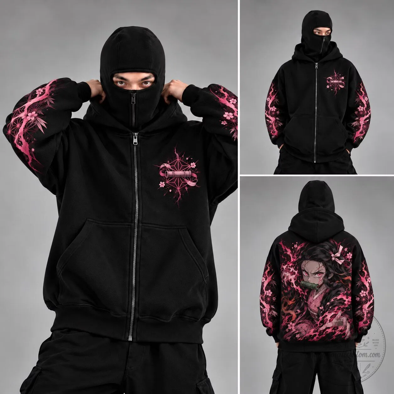 Demon Slayer Nezuko Kamado Anime Manga Japanese Art Zip-Up Hoodie