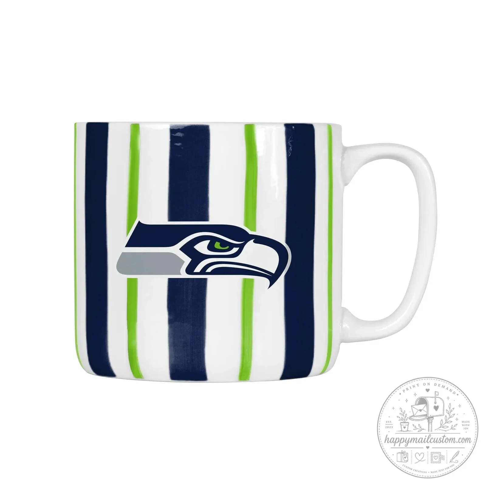 Seattle Seahawks NFL Football Team Logo Striped Ceramic Coffee Mug