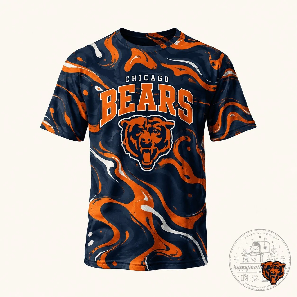 Chicago Bears NFL Fan Shirt, Hydro Swirl Pattern Football Team T-Shirt