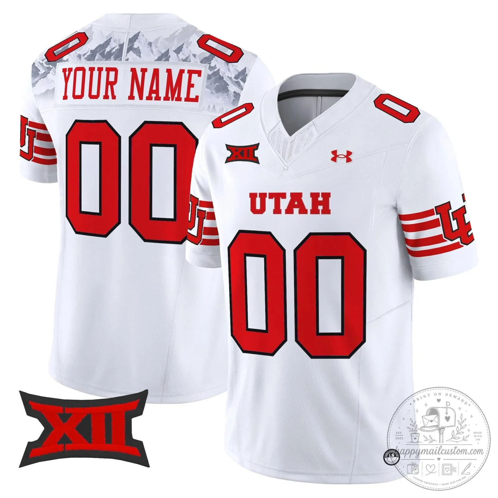 Custom Stitched White College Sports Jersey for Utah Utes Football Team