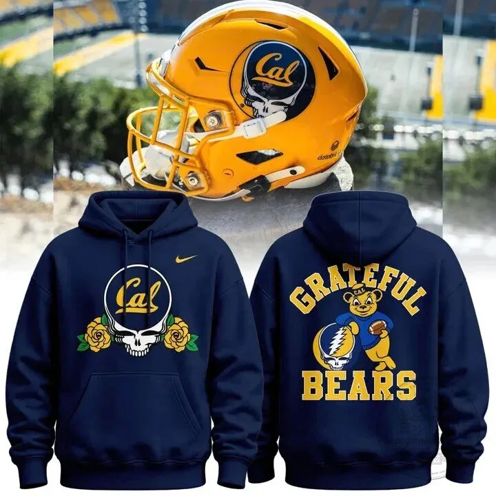 Navy Blue Hoodie featuring Grateful Dead Skull and Roses for California Golden Bears Fans