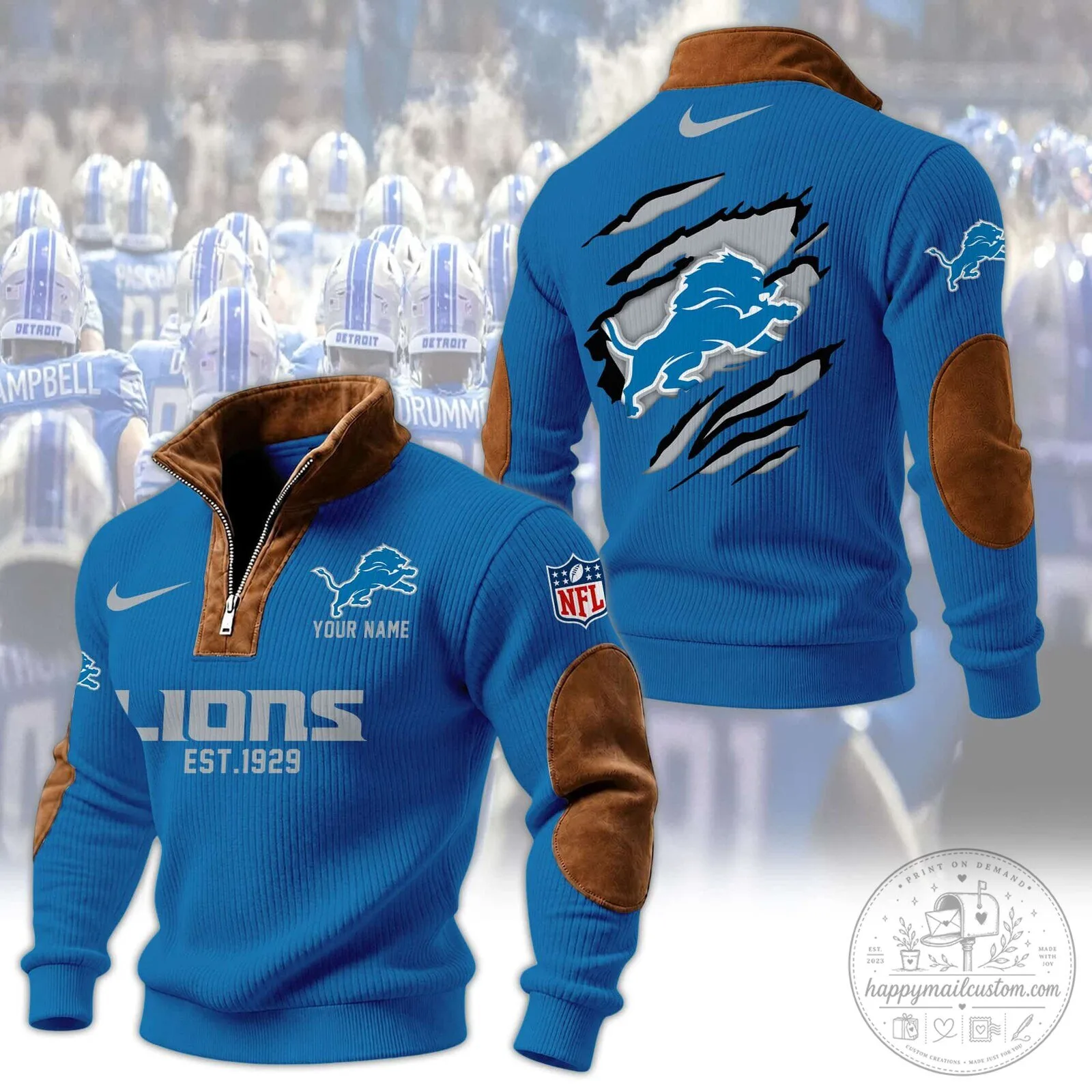 Detroit Lions Heritage Quarter-Zip Pullover Sweatshirt