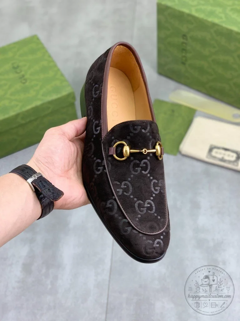 Gucci Horsebit Loafer Shoes for Men, Brown Suede Slip-On Dress Shoes 24 Gucci Horsebit Loafer Shoes for Men, Brown Suede Slip-On Dress Shoes