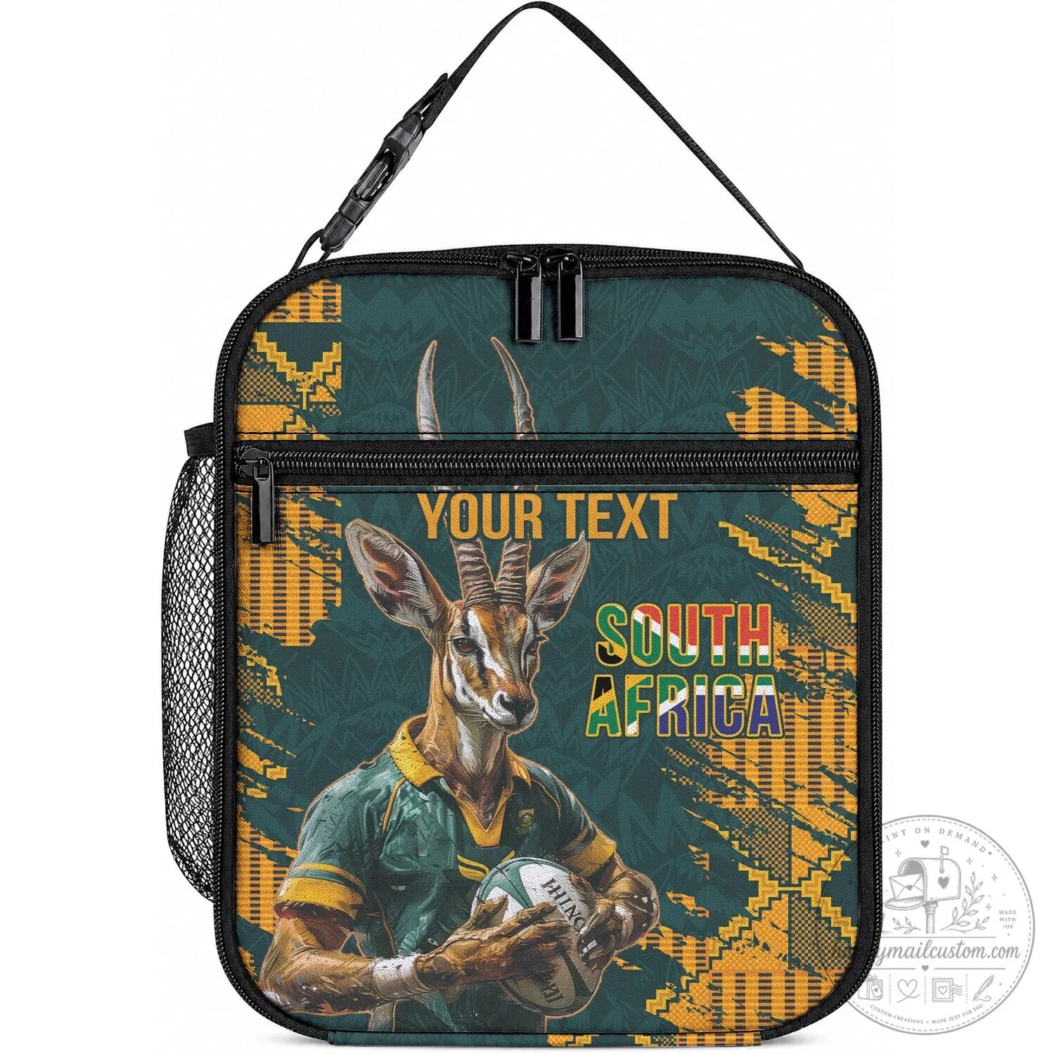Custom Lunch Bag featuring South Africa Rugby Springboks Mascot