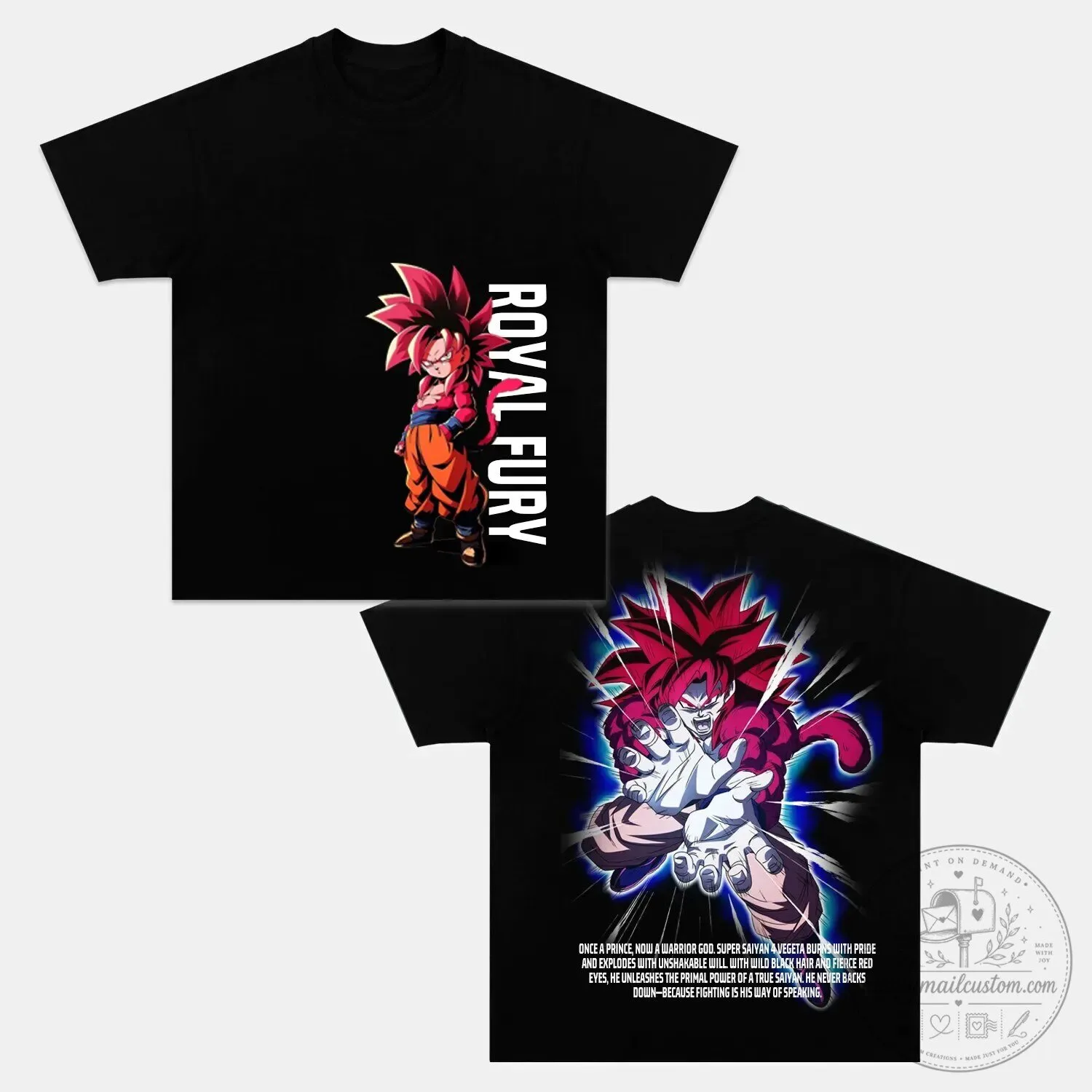 Super Saiyan 4 Vegeta Royal Fury Dragon Ball Z Anime Black T-Shirt