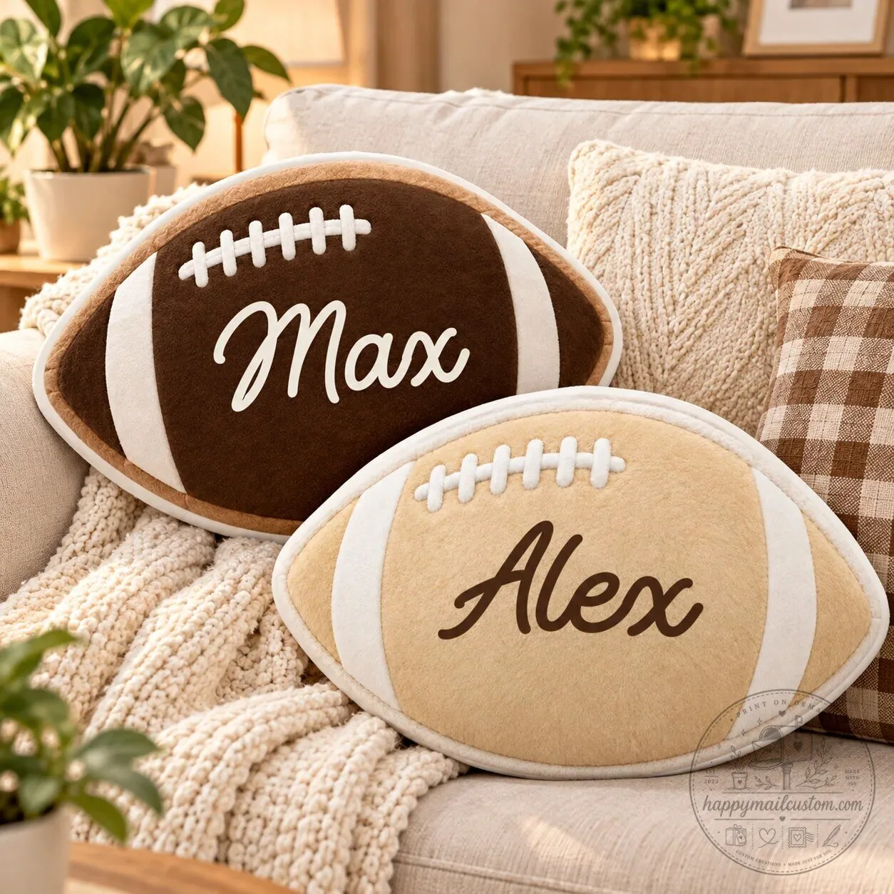 Personalized Football Shaped Throw Pillow with Custom Name 11 Personalized Football Shaped Throw Pillow with Custom Name