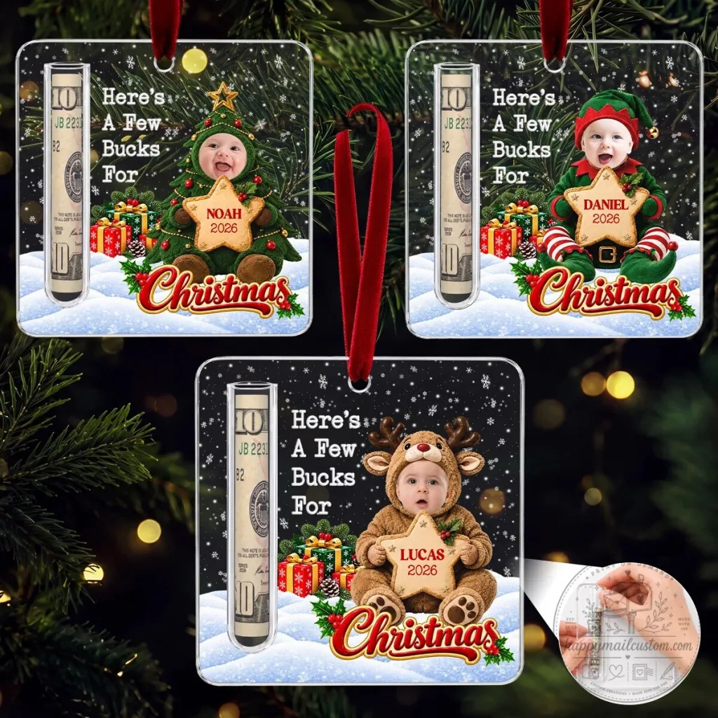Personalized Baby's First Christmas Money Holder Acrylic Ornament Personalized Baby's First Christmas Money Holder Acrylic Ornament