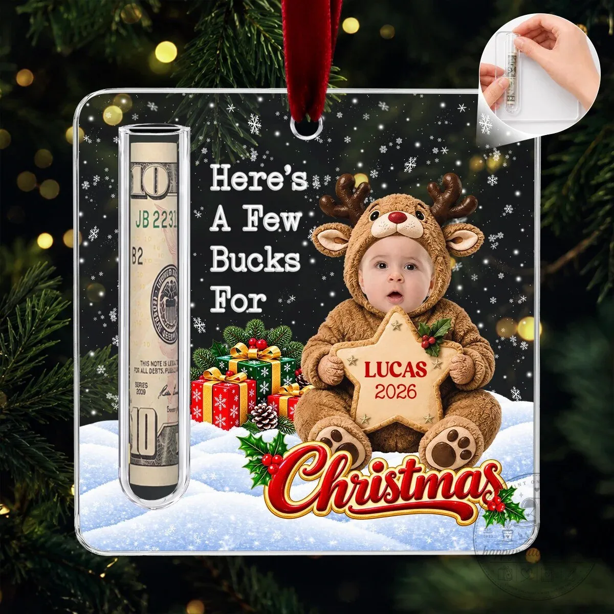 Personalized Baby's First Christmas Money Holder Acrylic Ornament 11 Personalized Baby