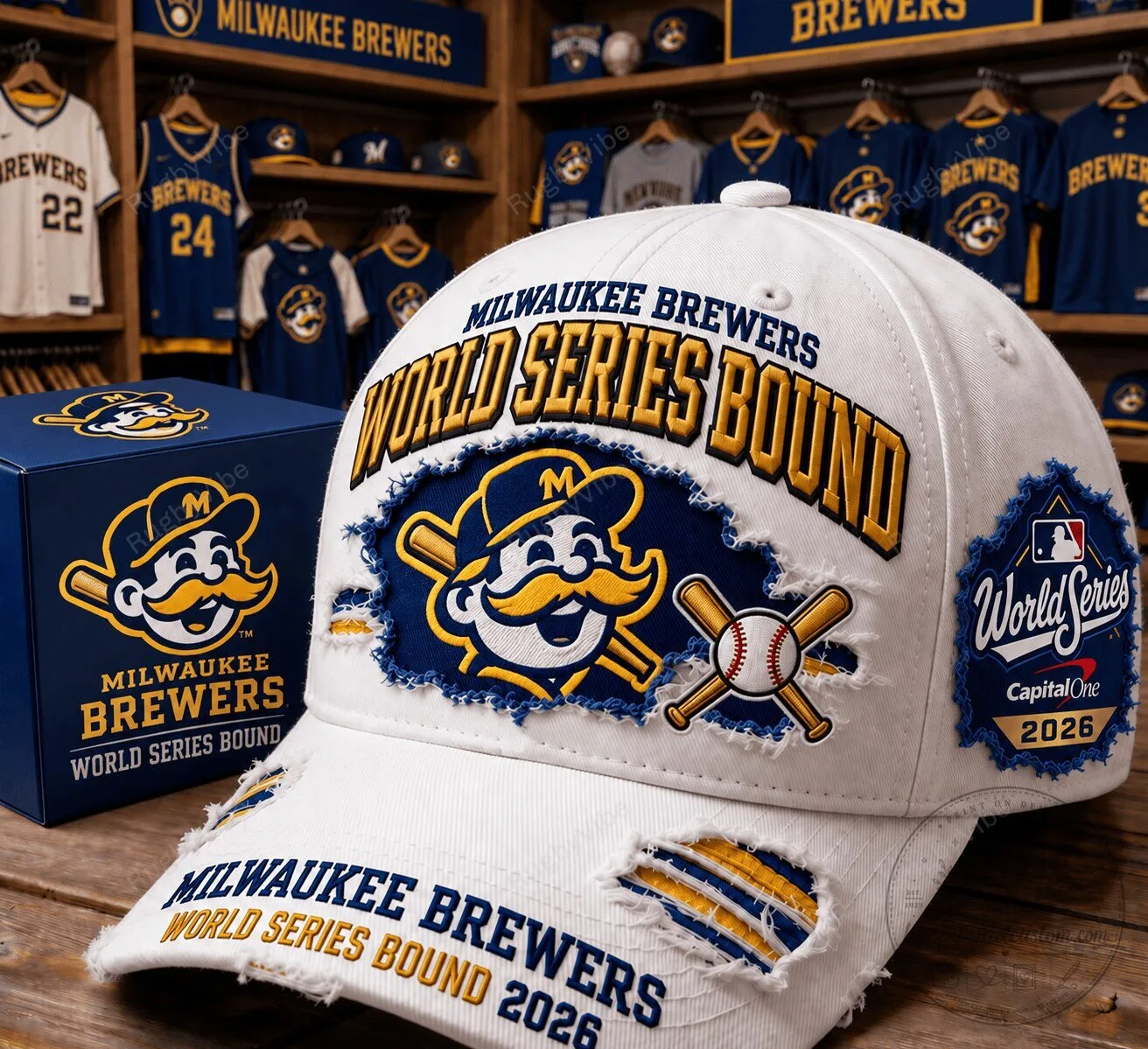 Milwaukee Brewers World Series Bound 2026 Distressed Cap Hat