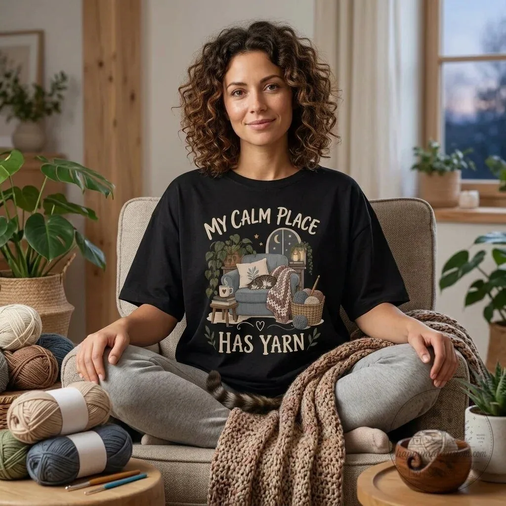 My Calm Place Has Yarn Introvert Crocheter Cozy Crafting Gift T-Shirt 37 My Calm Place Has Yarn Introvert Crocheter Cozy Crafting Gift T-Shirt