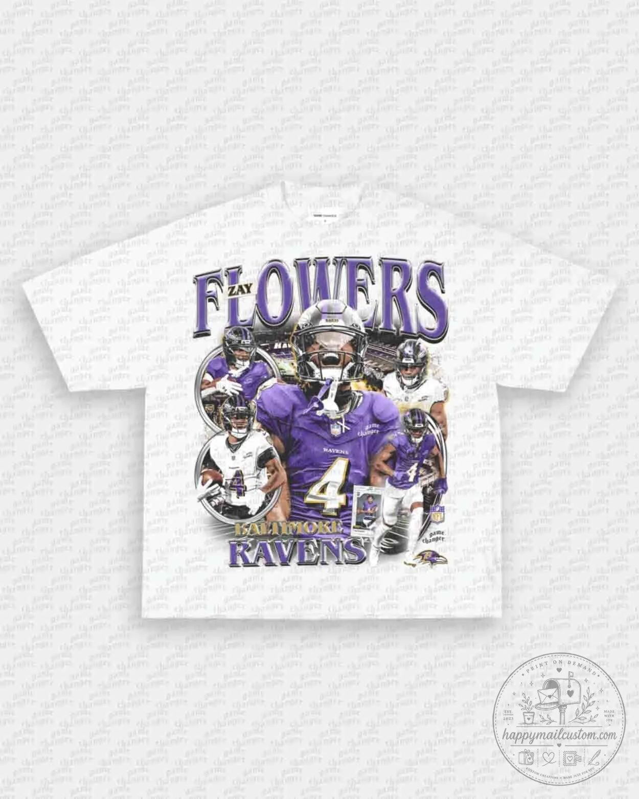 Zay Flowers Baltimore Ravens Football Graphic T-Shirt 9 Zay Flowers Baltimore Ravens Football Graphic T-Shirt