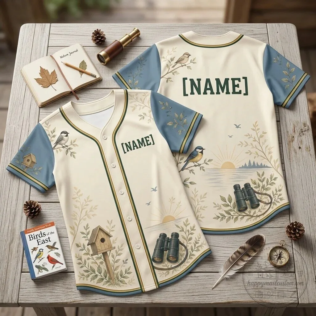 Personalized Bird Watching Baseball Jersey Custom Name Nature Lover Shirt