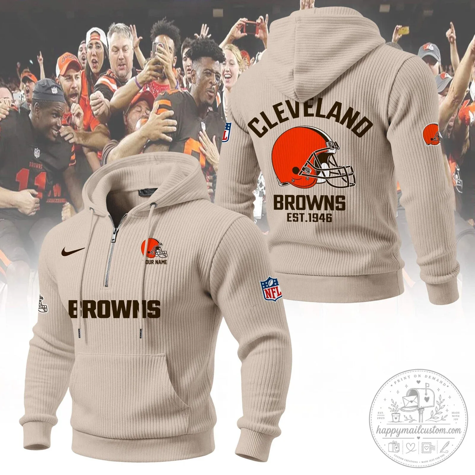 Cleveland Browns Football Team Quarter-Zip Hoodie for Men and Women 13 Cleveland Browns Football Team Quarter-Zip Hoodie for Men and Women