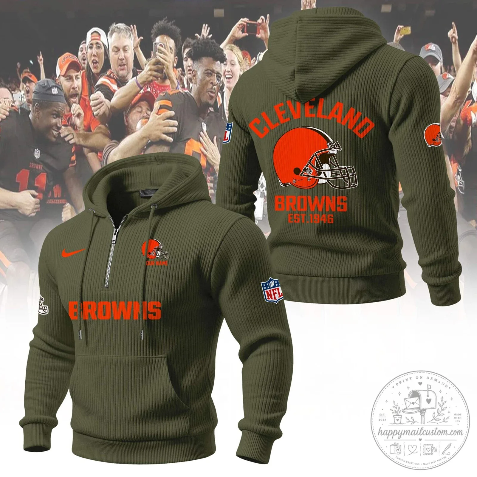 Cleveland Browns Football Team Quarter-Zip Hoodie for Men and Women 14 Cleveland Browns Football Team Quarter-Zip Hoodie for Men and Women