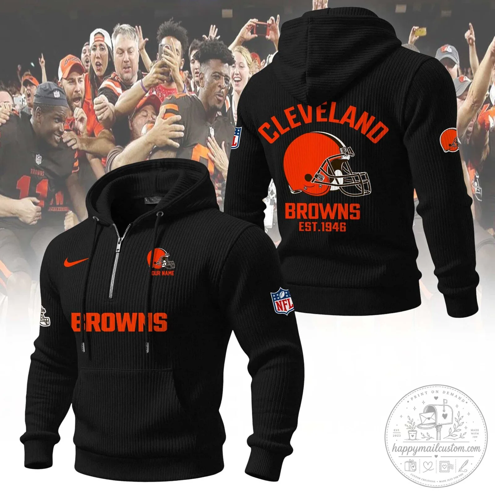 Cleveland Browns Football Team Quarter-Zip Hoodie for Men and Women 16 Cleveland Browns Football Team Quarter-Zip Hoodie for Men and Women