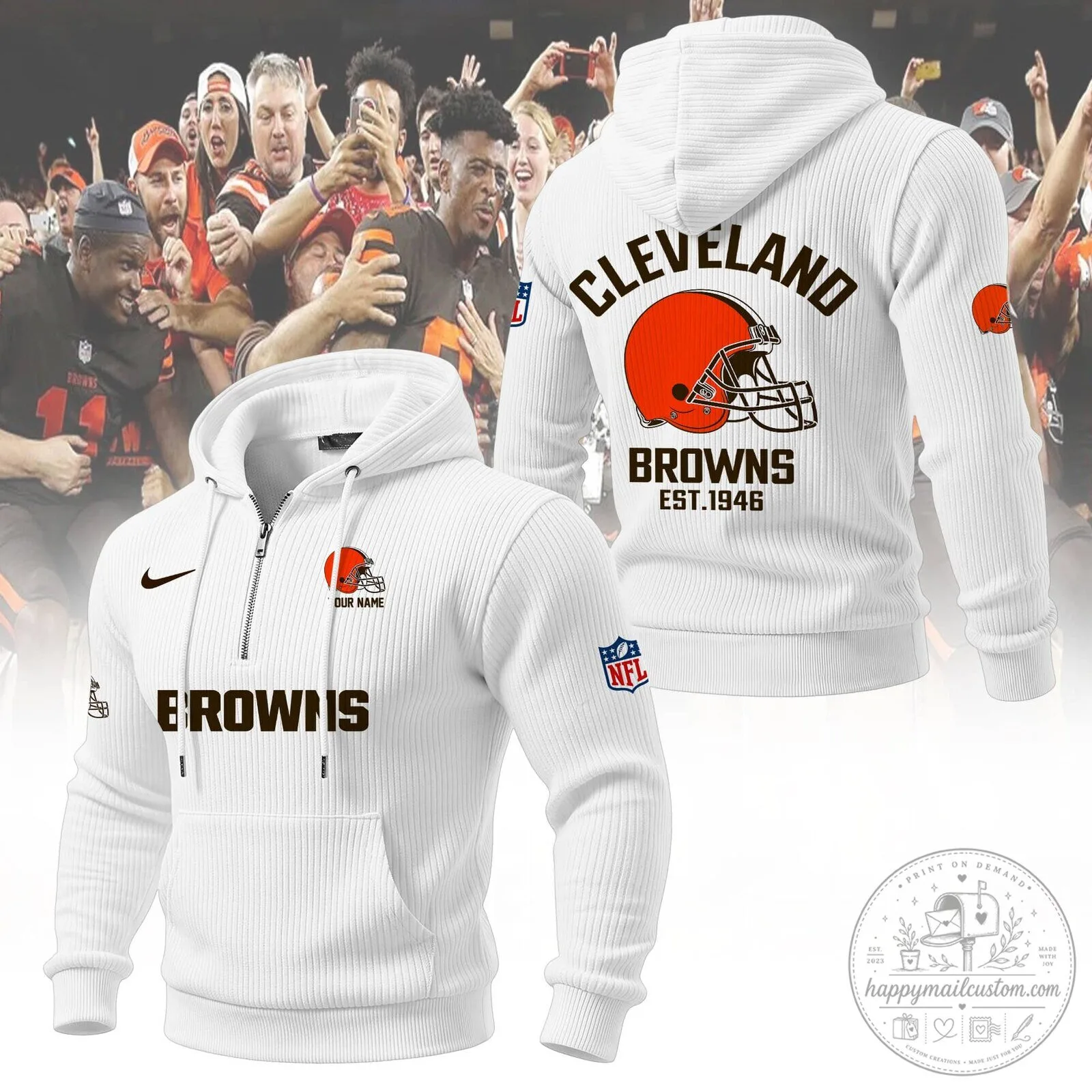 Cleveland Browns Football Team Quarter-Zip Hoodie for Men and Women 17 Cleveland Browns Football Team Quarter-Zip Hoodie for Men and Women