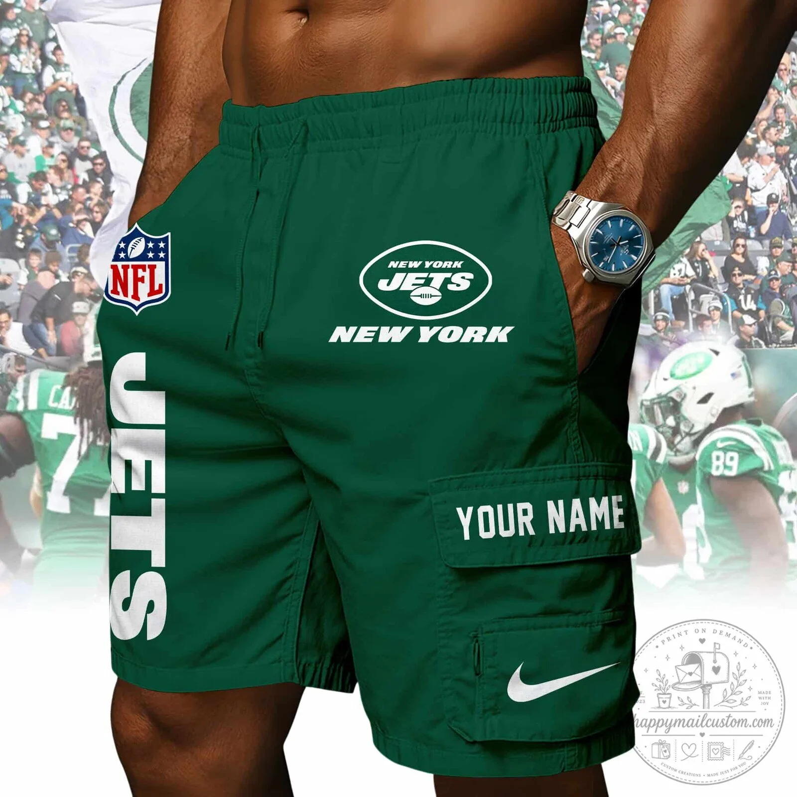 New York Jets NFL Football Team Logo Athletic Shorts