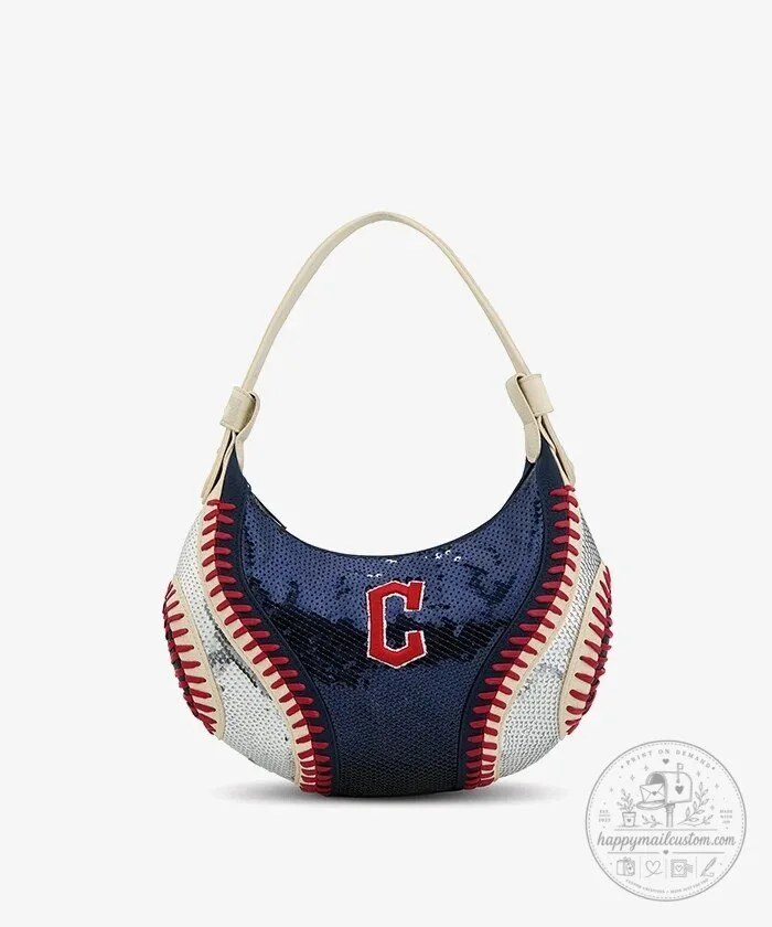 Cleveland Guardians Baseball Sequin Stitch Hobo Bag
