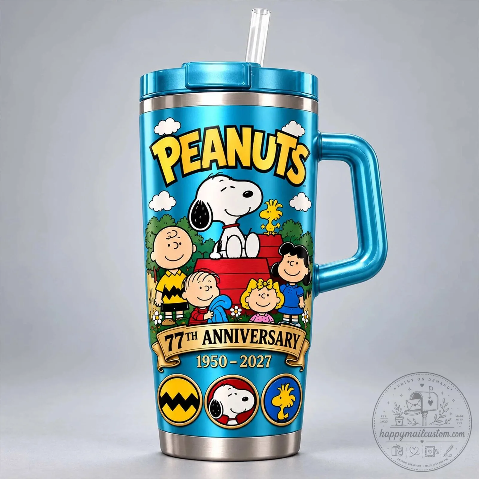 Insulated Tumbler with Handle for 77th Anniversary of Peanuts Snoopy and Friends 8 Insulated Tumbler with Handle for 77th Anniversary of Peanuts Snoopy and Friends