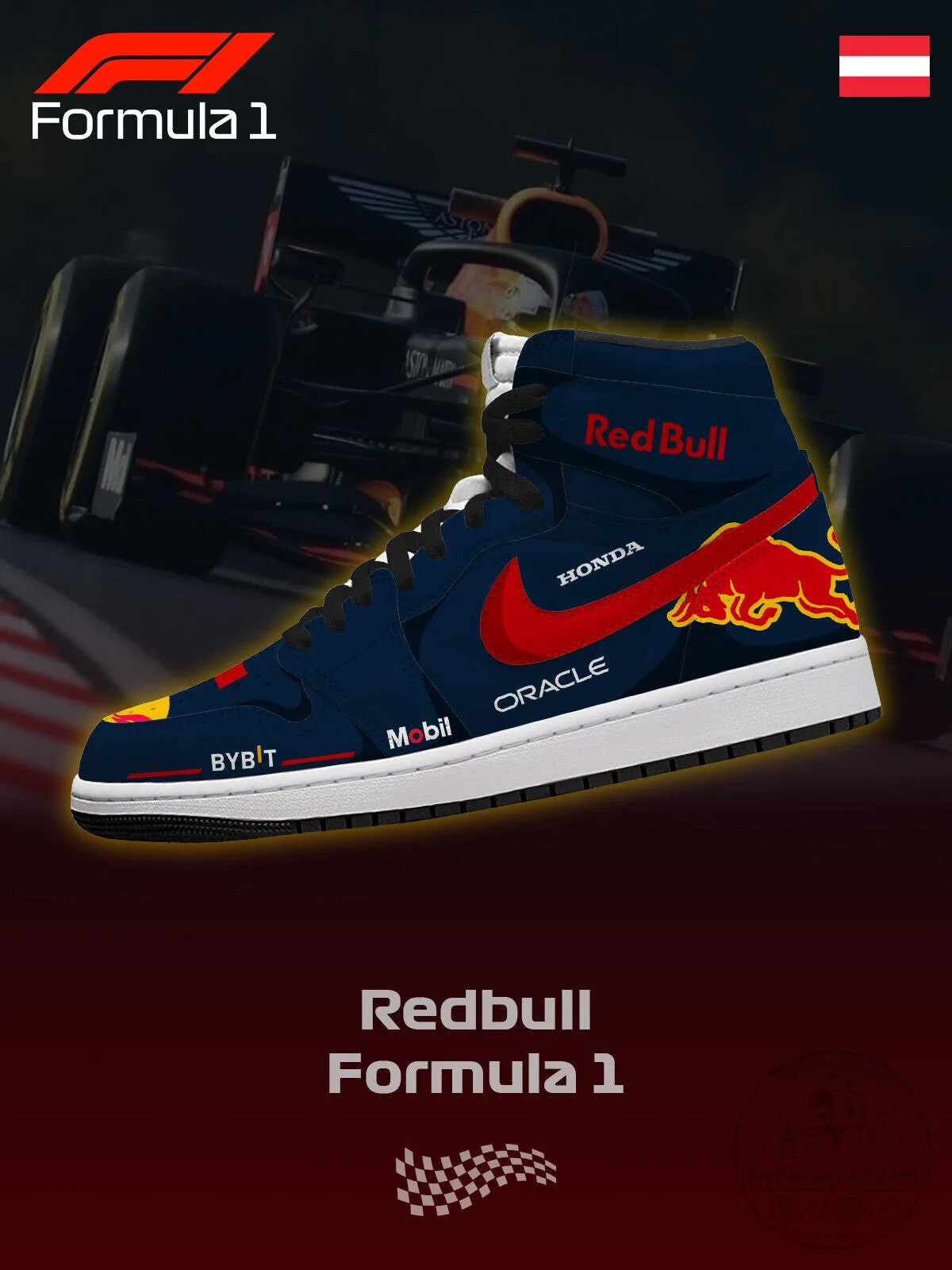 Red Bull Racing Formula 1 Team Custom High-Top Sneakers