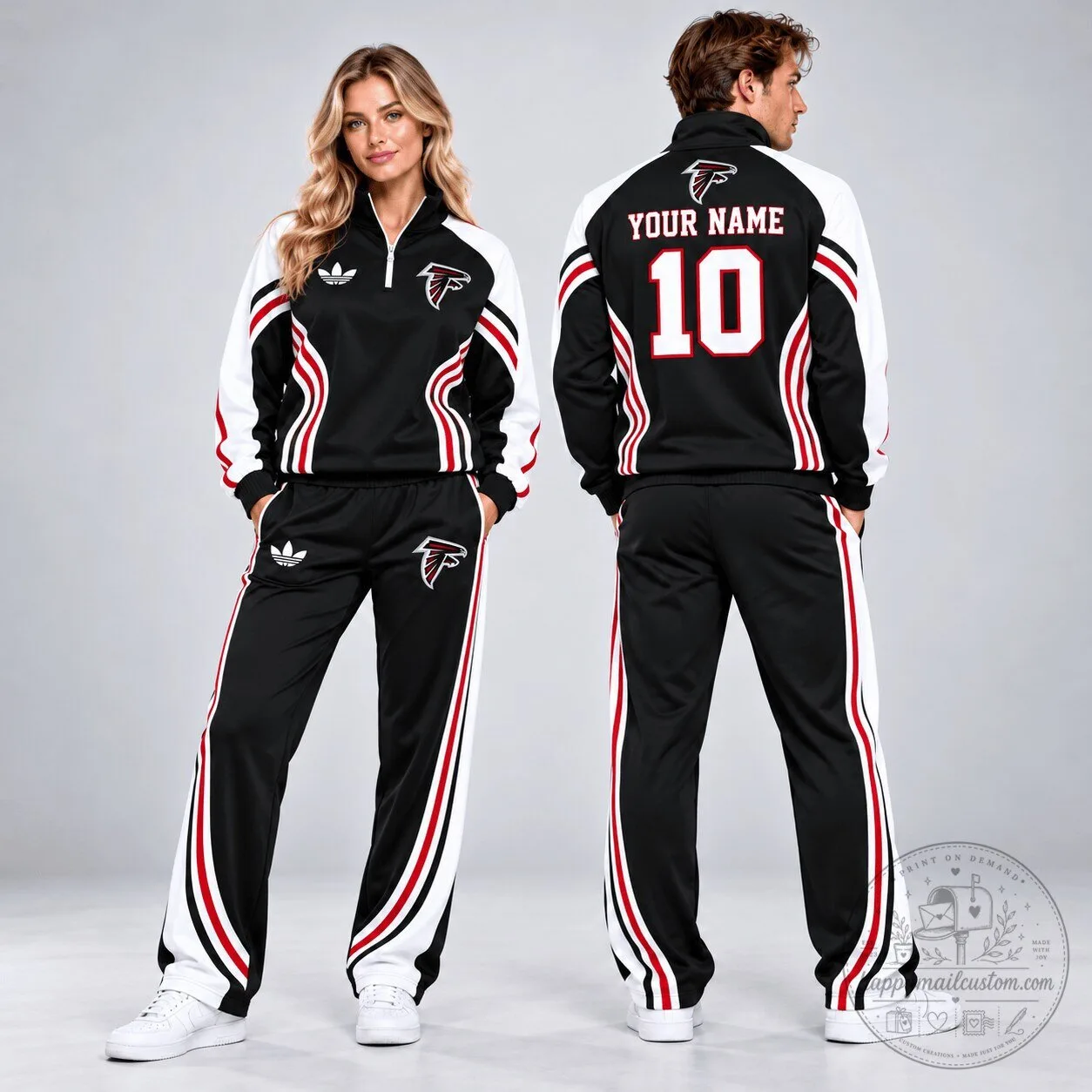 Atlanta Falcons Custom Name Number Quarter-Zip Pullover Sweatshirt 1 Atlanta Falcons Custom Name Number Quarter-Zip Pullover Sweatshirt
