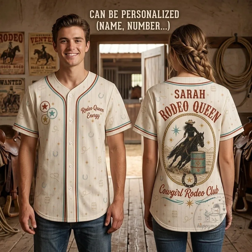 Rodeo Queen Energy Cowgirl Baseball Jersey – Personalized Western Barrel Racing Shirt