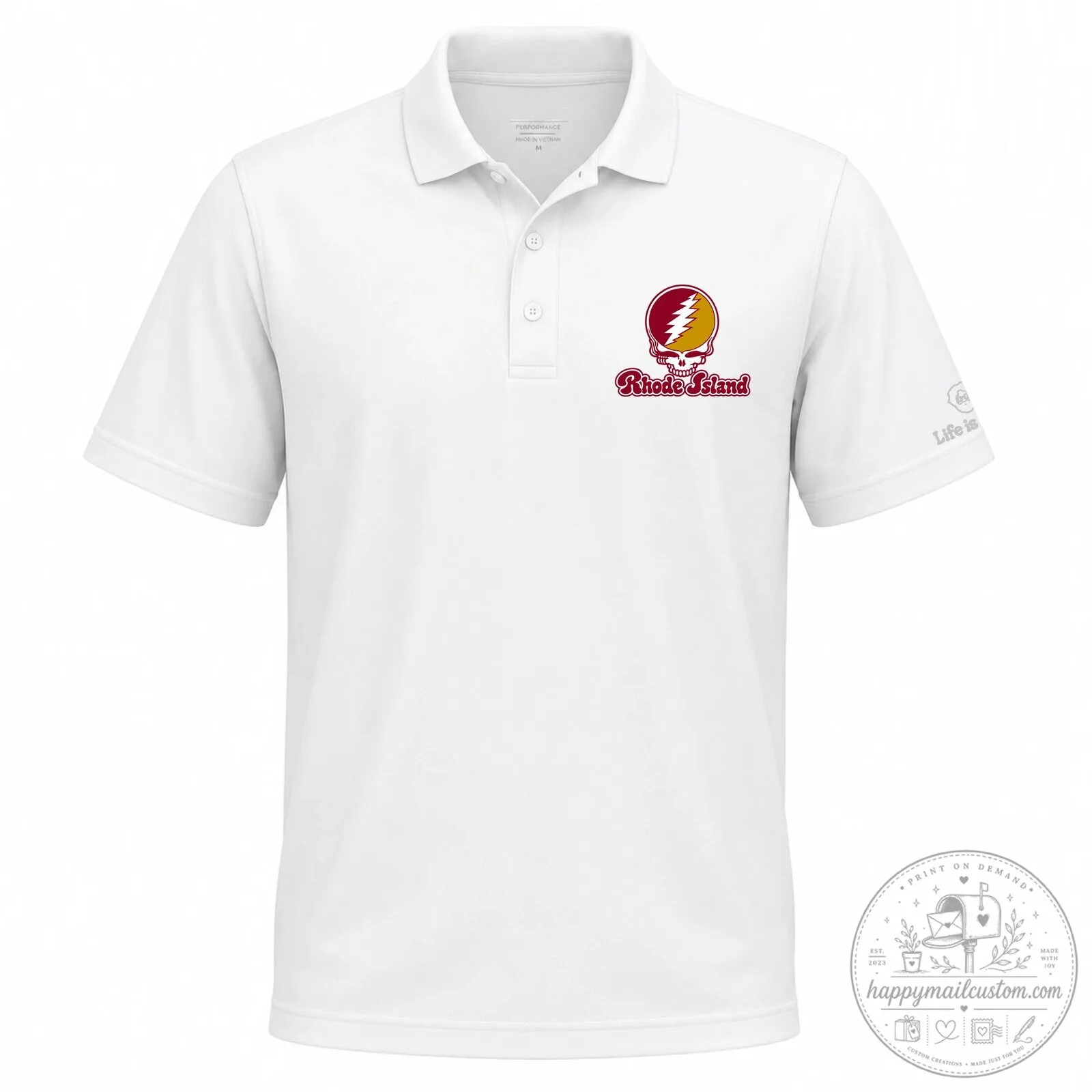 Grateful Dead Steal Your Face Rhode Island Light Blue Polo Shirt 11 Grateful Dead Steal Your Face Rhode Island Light Blue Polo Shirt