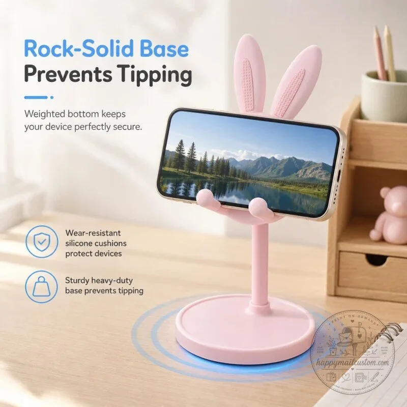 Adjustable Height Bunny Phone Stand with Weighted Base 16 Adjustable Height Bunny Phone Stand with Weighted Base