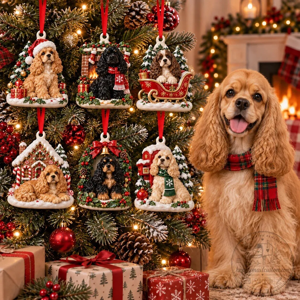 American Cocker Spaniel Christmas Tree Ornament Holiday Decor Gift 10 American Cocker Spaniel Christmas Tree Ornament Holiday Decor Gift