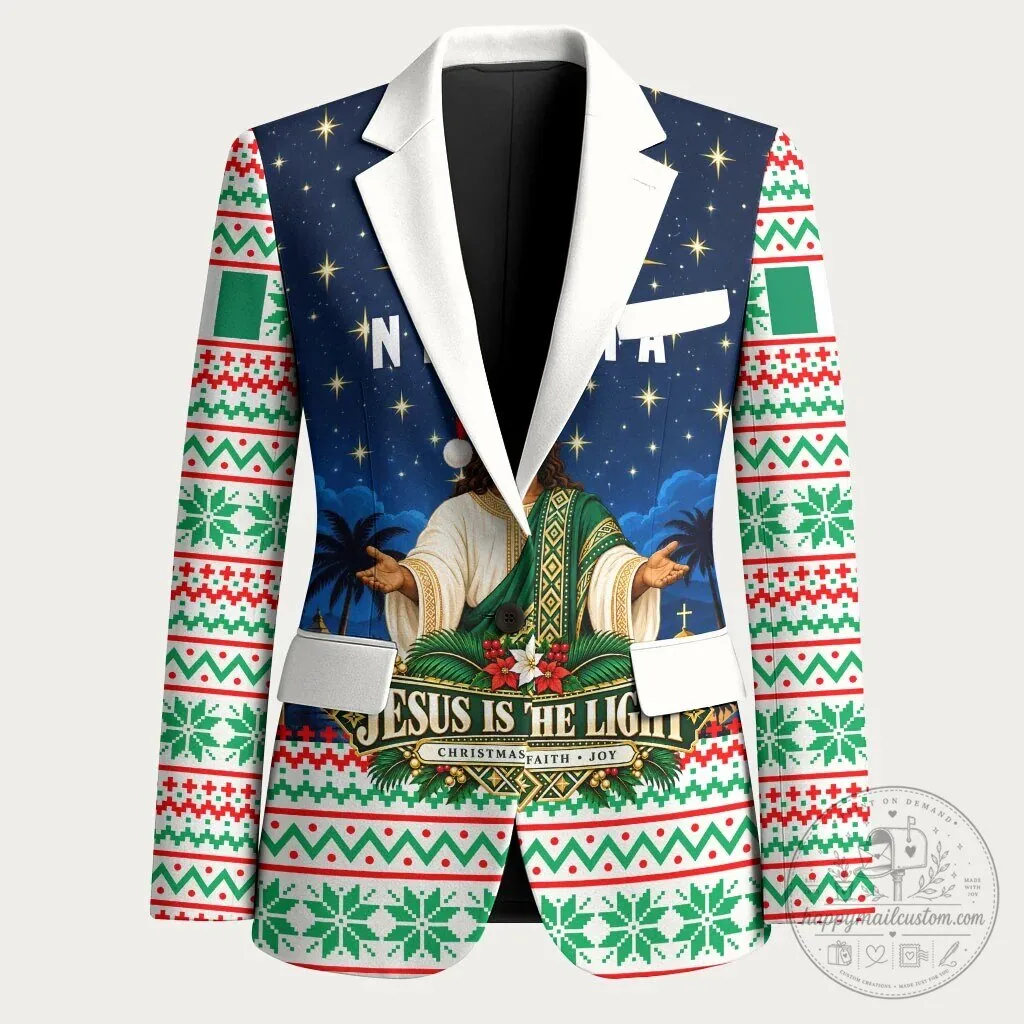 Jesus Is The Light Christmas Faith Joy Nigerian Flag Blazer