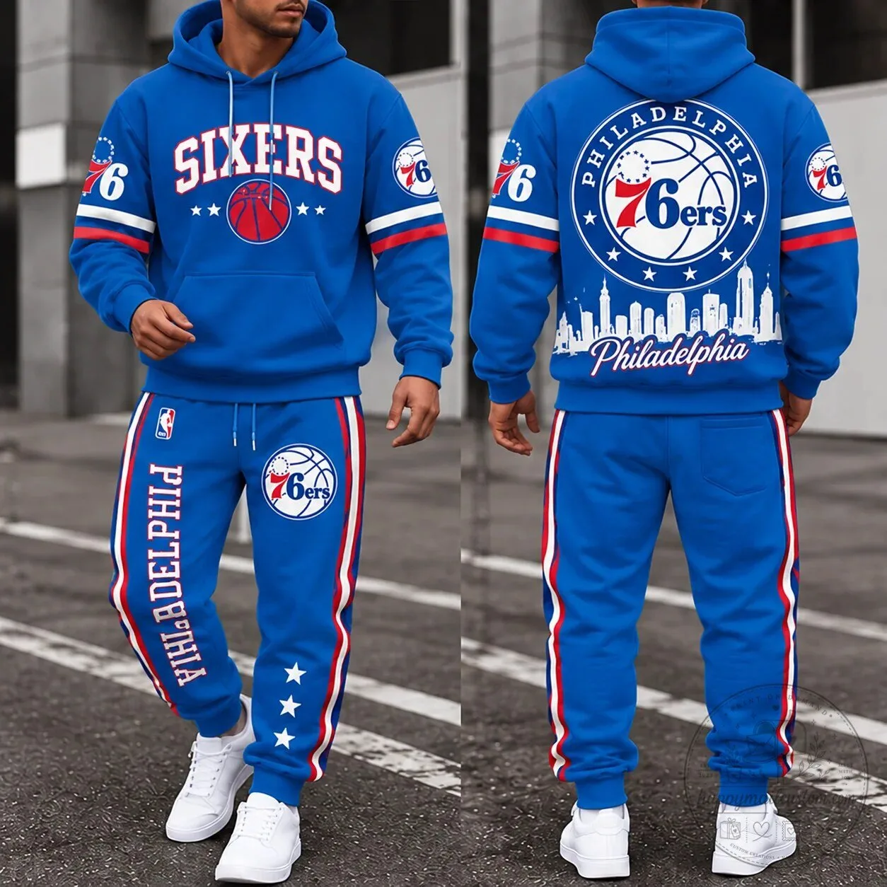 Philadelphia 76ers Basketball Team Logo Blue Hoodie