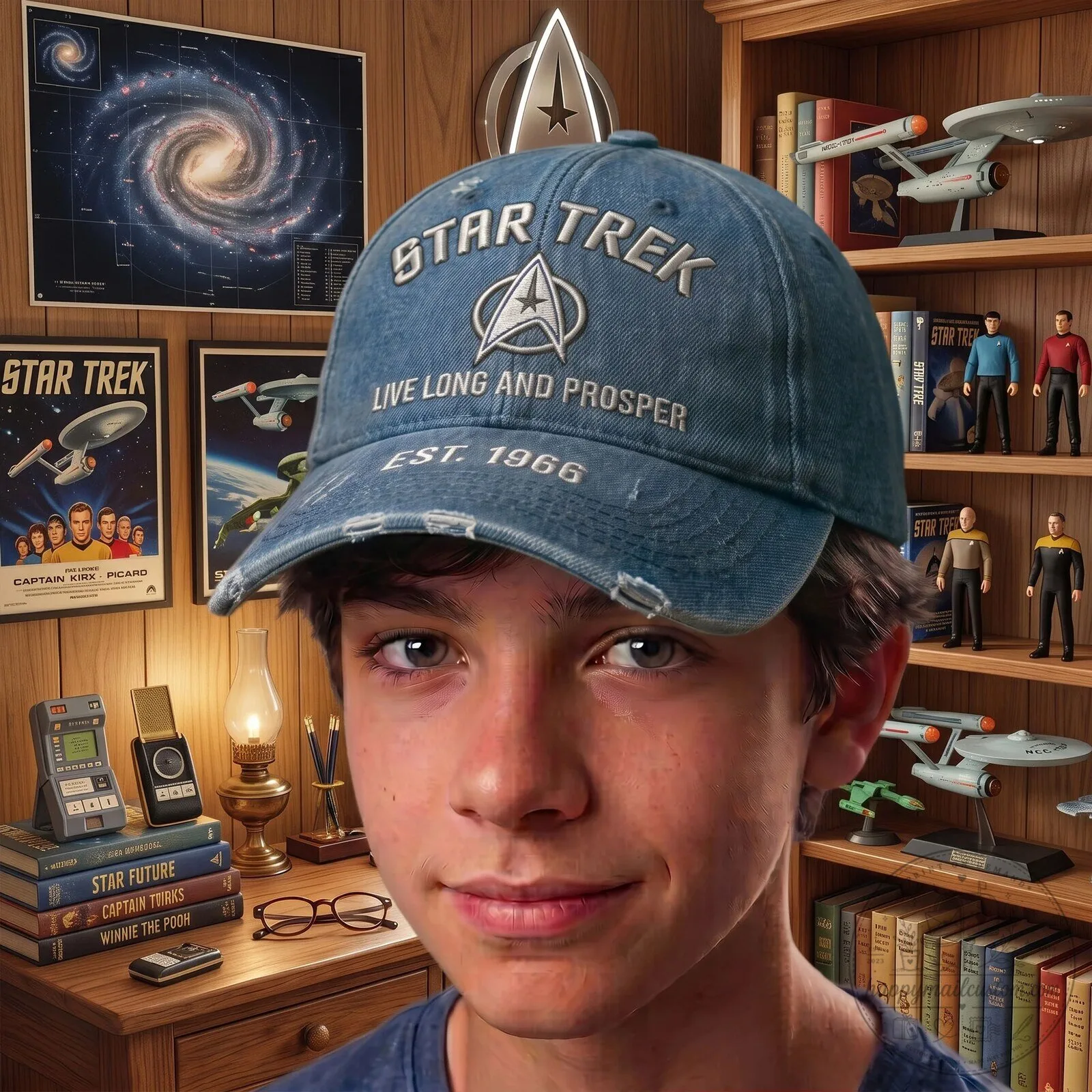 Star Trek Live Long and Prosper Distressed Denim Cap Hat 10 Star Trek Live Long and Prosper Distressed Denim Cap Hat