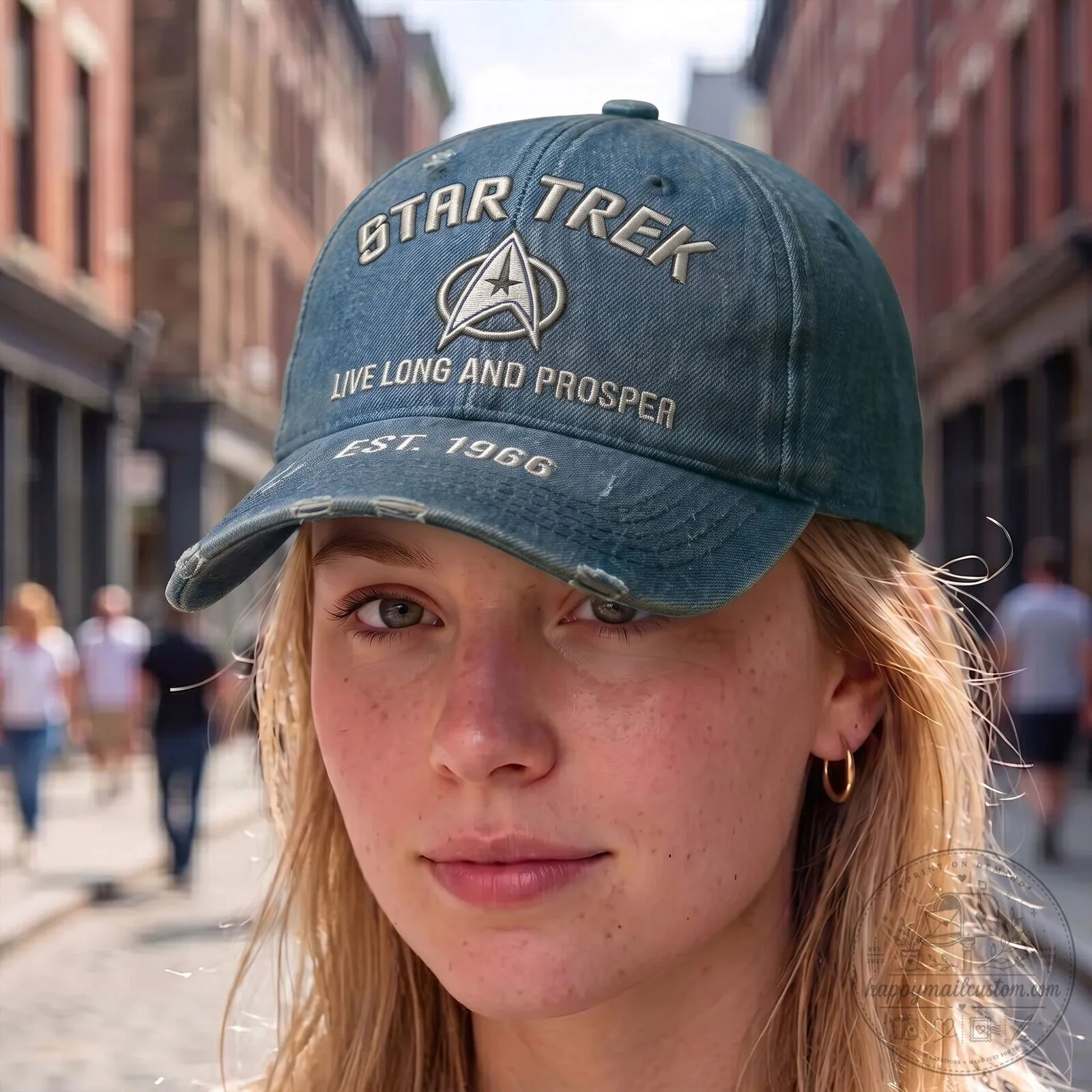 Star Trek Live Long and Prosper Distressed Denim Cap Hat 11 Star Trek Live Long and Prosper Distressed Denim Cap Hat
