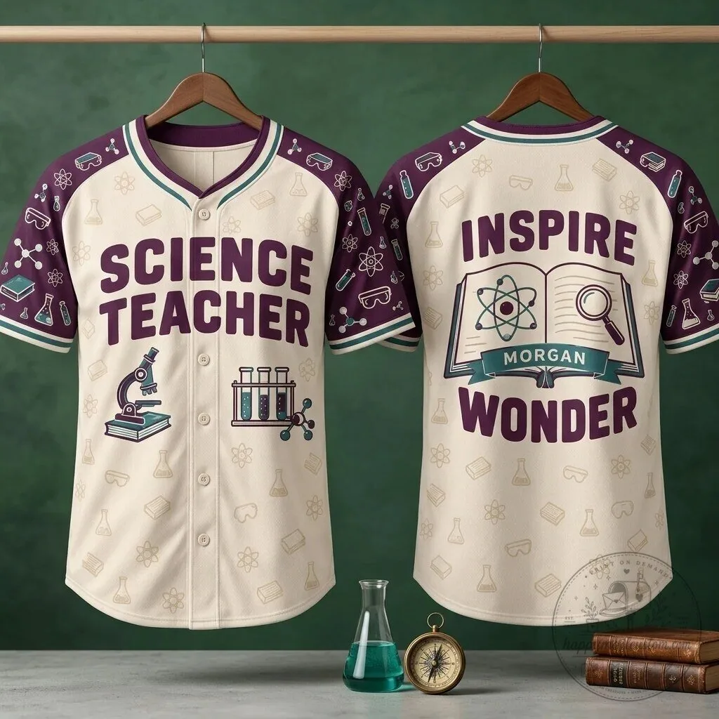 Science Teacher Inspire Wonder Personalized Baseball Jersey 11 Science Teacher Inspire Wonder Personalized Baseball Jersey