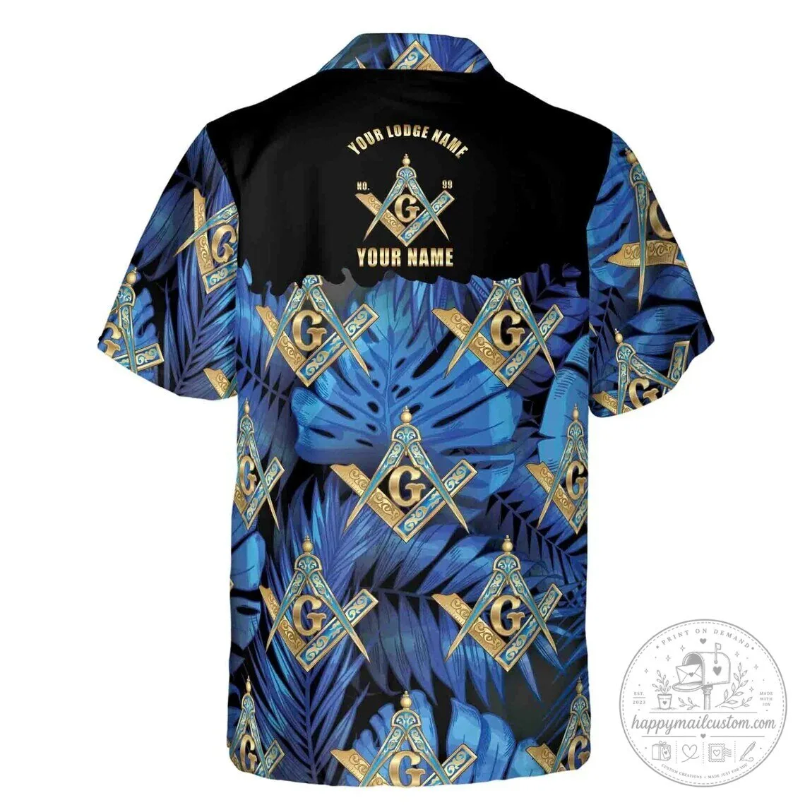 Masonic Square and Compasses Blue Tropical Pattern Hawaiian Shirt 7 Masonic Square and Compasses Blue Tropical Pattern Hawaiian Shirt