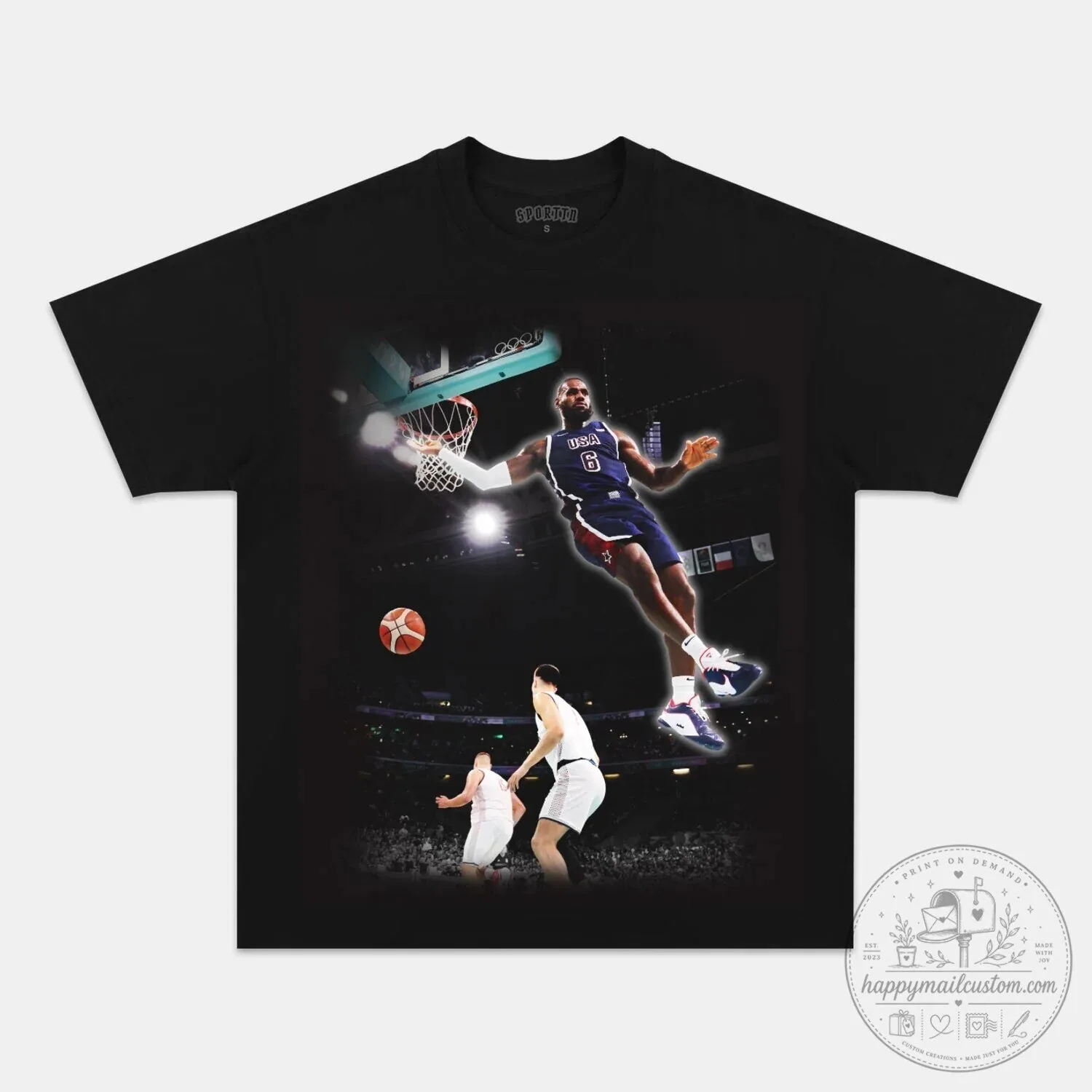 LeBron James USA Basketball Dunk Graphic Black T-Shirt