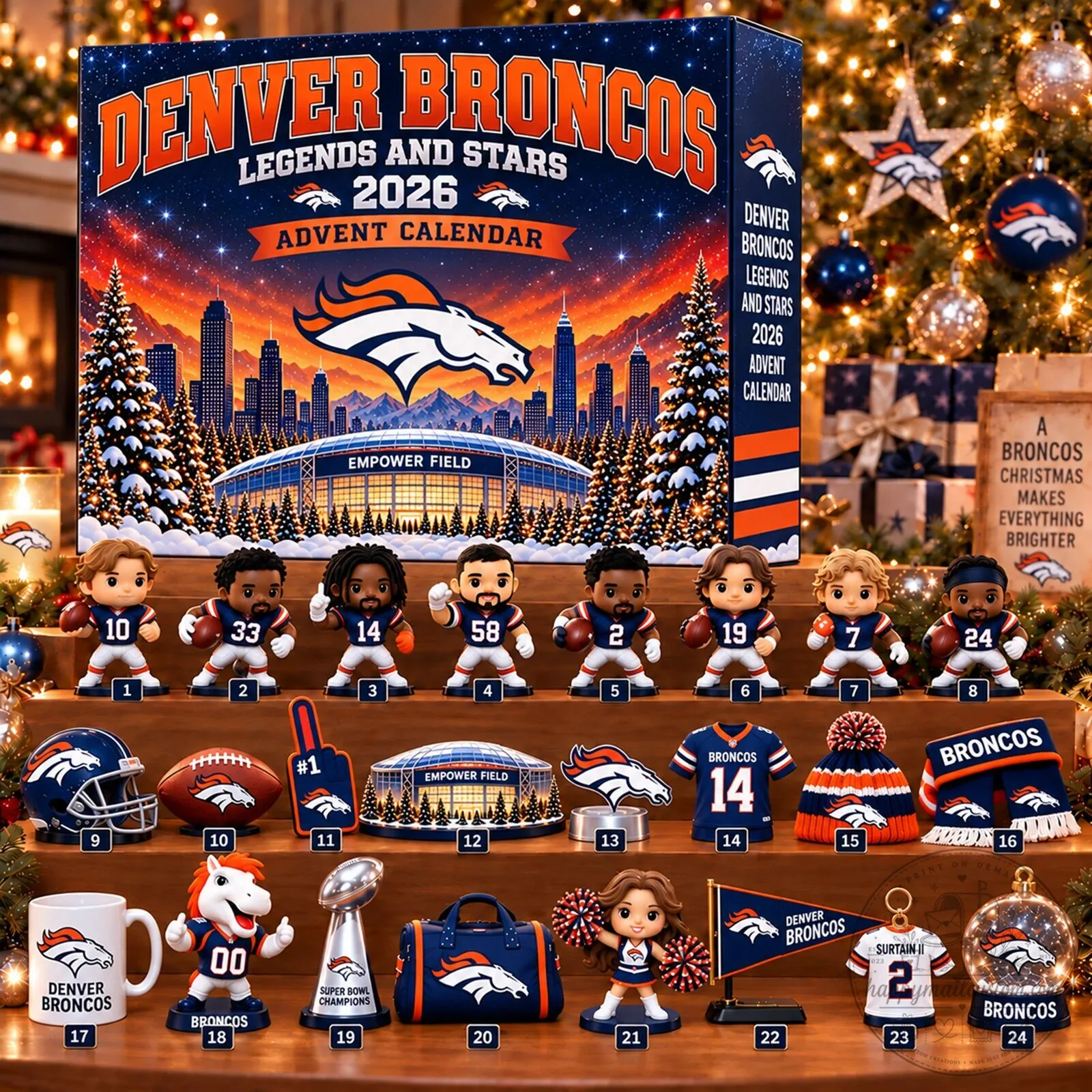 Denver Broncos Legends and Stars 2026 Christmas Stadium Advent Calendar 2D