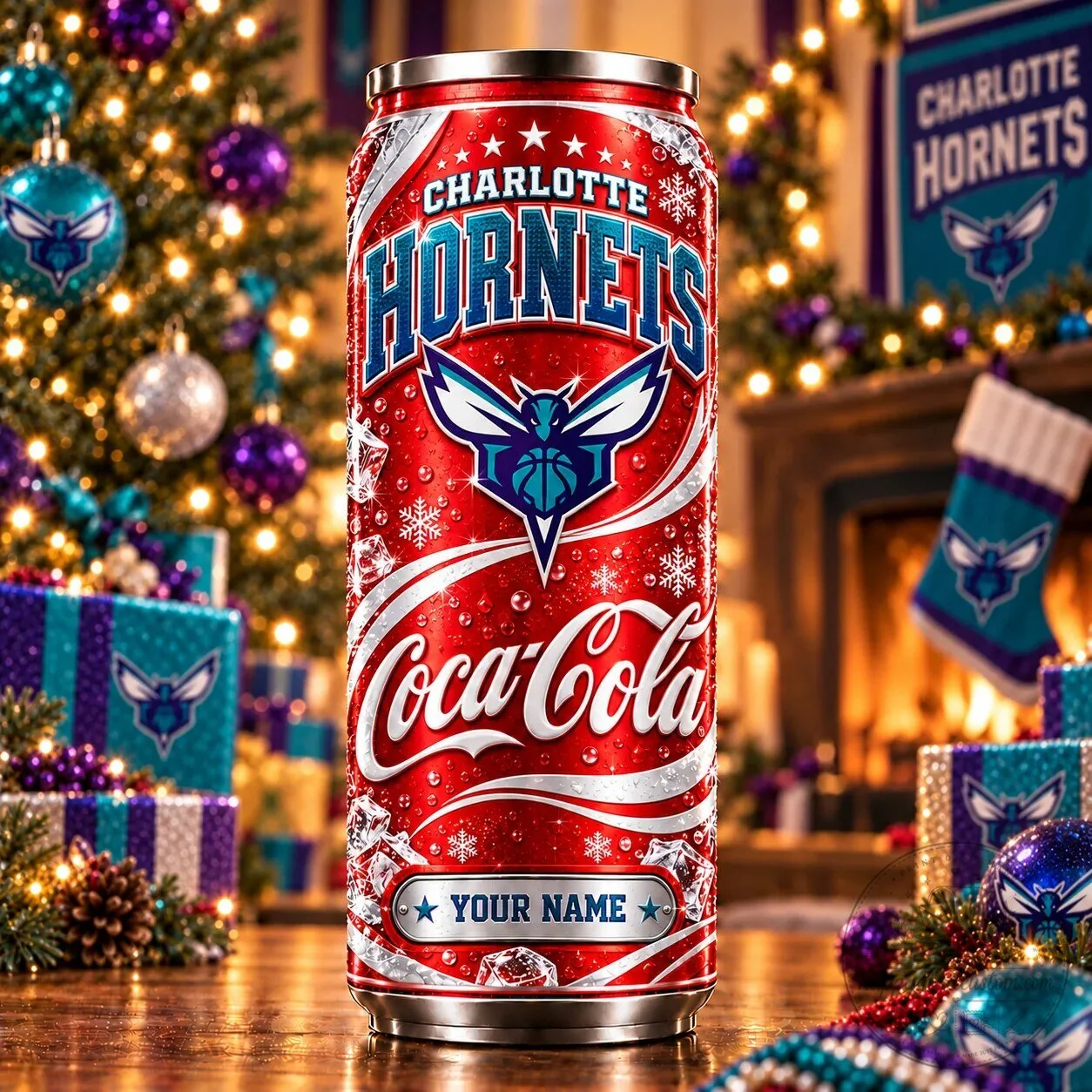 Charlotte Hornets Coca-Cola Personalized Name Can Cooler