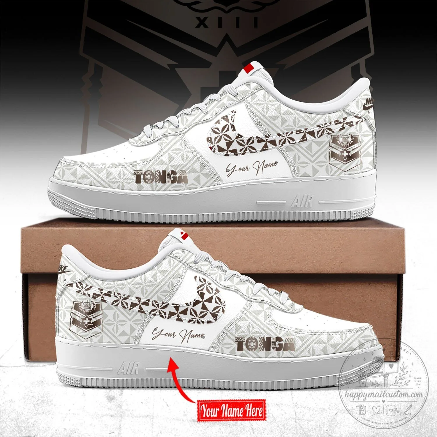 Tonga Rugby League World Cup Custom Name White Sneakers