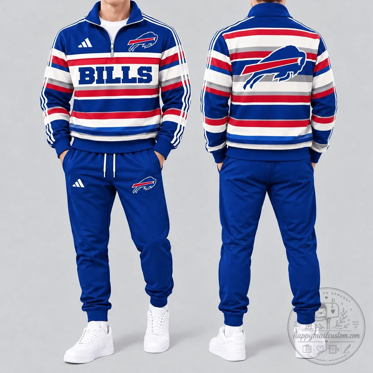 Buffalo Bills Football Team Quarter Zip Tracksuit Hoodie and Jogger Pants Set